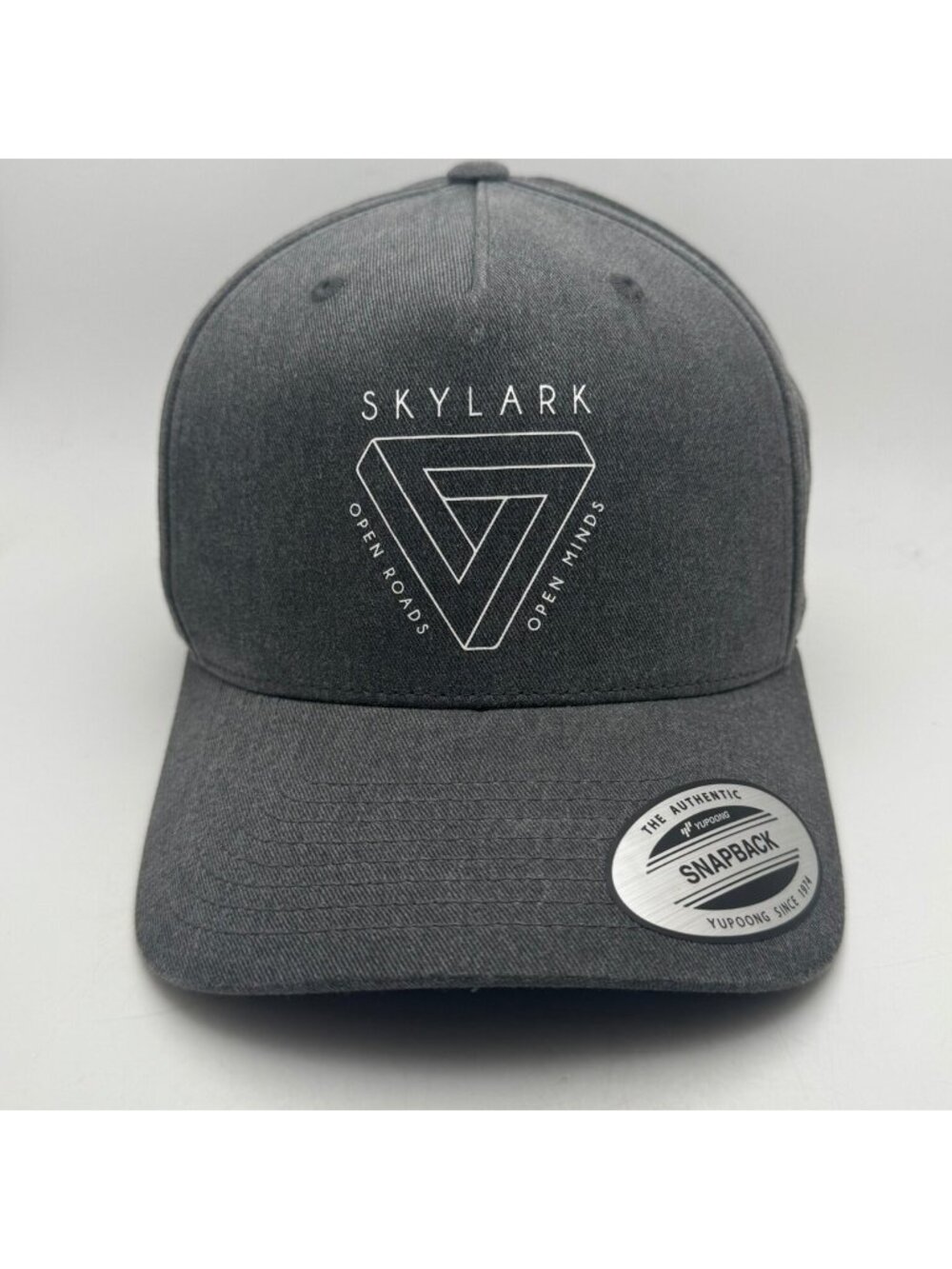 Skylark Open Roads Open Minds Yupoong Snapback Hat Penrose Triangle Gray OSFA